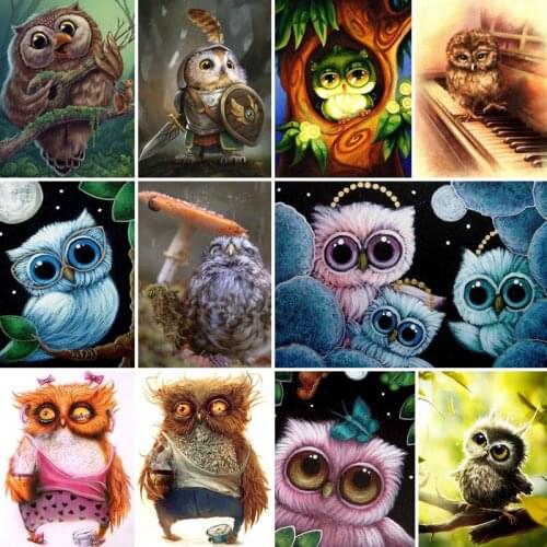 30x40x50x60x70 diamond painting 5D Full Square embroidery mosaic Cross Stitch Cute animal owl plant DIY home Decoration gift