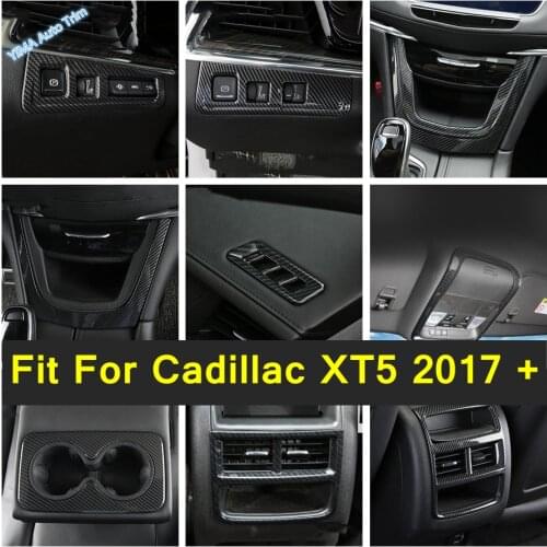 Carbon Fiber Auto Accessory For Cadillac XT5 2017 - 2021 Steering Wheel / Cup Holder / AC Vent Cover Trim ABS Interior Parts