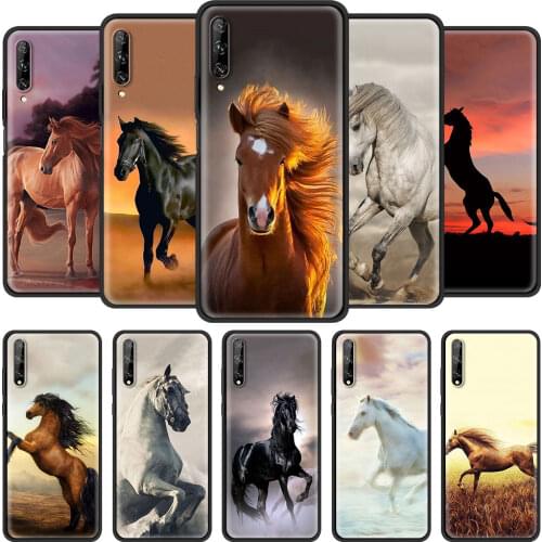 Phone Case for Huawei Y6 Y7 Y9 2019 Y9a Y8p Y7a Y6p Y8s Mate 40 20 30 10 Pro Lite Black Shell Cover Running Horse Animal