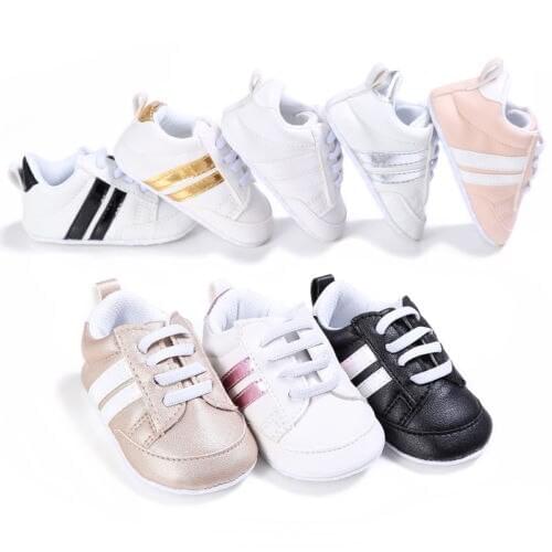 Baby Kid Boy Girl Crib Shoes Infant Lace Up Soft Sole Casual Shoes Boys Girls Cute 0-18M