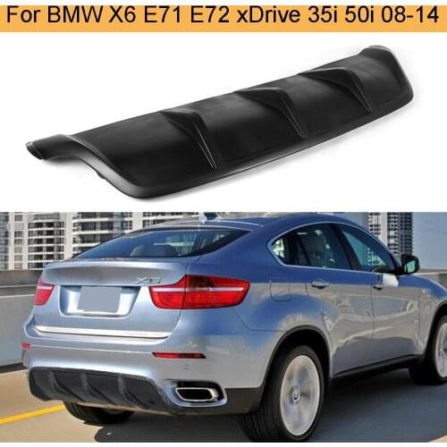 FRP Black Car Rear Bumper Diffuser Lip Spoiler for BMW X6 E71 E72 2008 - 2014 xDrive 35i 50i Black FRP Bumper Diffuser Spoiler