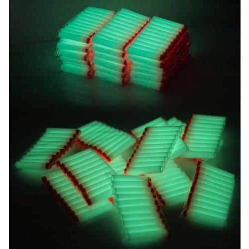 40pcs 7.2cm Fluorescence Toy Gun Luminous Bullets for Nerf Series Blasters Refill Clip Darts EVA Soft Bullets