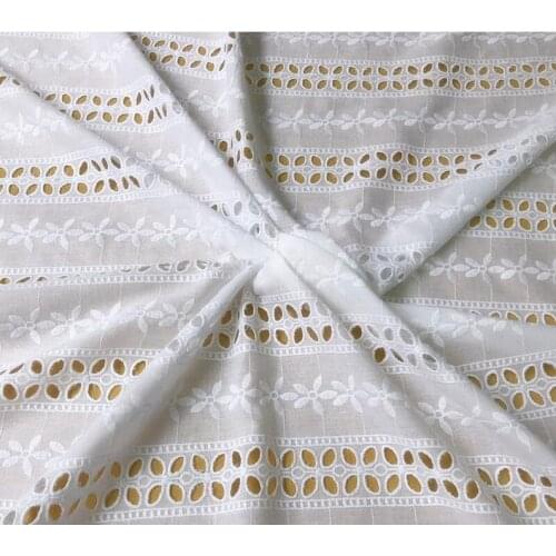 Cotton Lace Fabric, Off White Fabric, Embroidered Flower Lace Fabric, Hollowed Out Fabric With Bilateral Scalloped