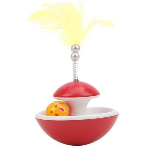 Pet Cat Toys Tumbler Rolling Scratching Ball Pet Products Cat Entertainment Toys Interactive Feather Ball Toy Cat Toys