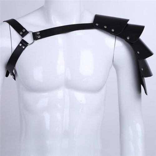 Faux Leather Mens Sexy Bondage Adjustable Shoulder Armor Rivets BDSM Bondage belt Gay Lingerie Fetish Body Chest Harness