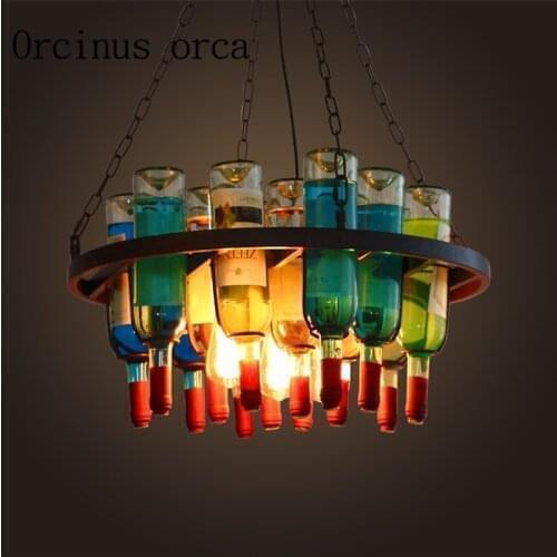 American style country bottles chandeliers clothing stores cafes bars restaurants creative personality iron industry Chandelier