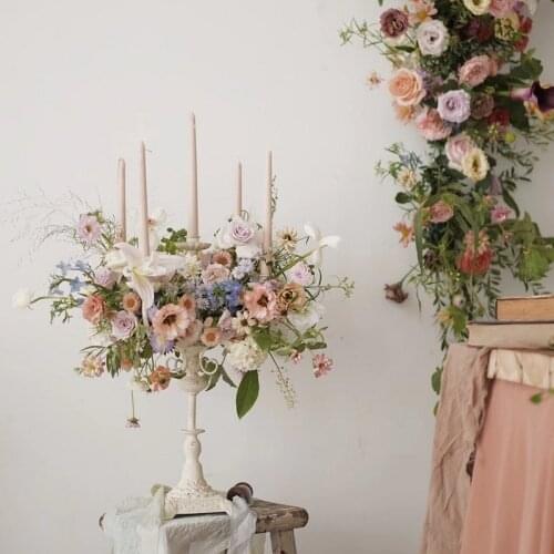 Metal Wedding Candle Holder Nordic Style Vintage Romantic Candle Holder European Christmas Support Bougie Home Decor DE50ZT