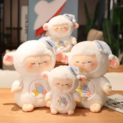 Kawaii Sleeping Sheep Plush Toys Stuffed Animals Doll Baby Kids Children Boys Girls Adults Birthday Gifts Room Decor