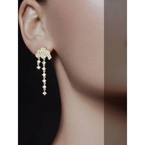 ModemAngel Delicate Cloud Luxury Clear Zircon Shape Temperament Jewelry earring For Women Engagement Bridal Gift Fashion Earring