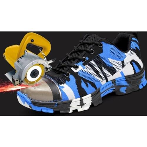 Mens Breathable Steel Toe Cap Work Safety Shoes Men Outdoor Anti-slip Steel Puncture Proof Construction Safety Boots Shoes
