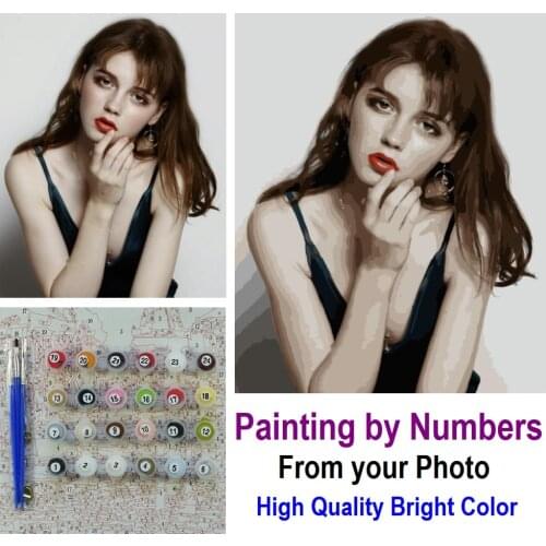 Photo Customized Painting by Number DIY Oil Painting By Numbers Picture Drawing Canvas Coloring by Numbers Family Photos