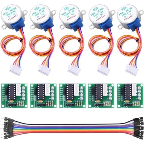 5pcs/lot 28BYJ-48 5V Stepper Motor Set With Uln2003 Driver Board Test Module + 20CM Dupont Cable For Arduino DIY Kit