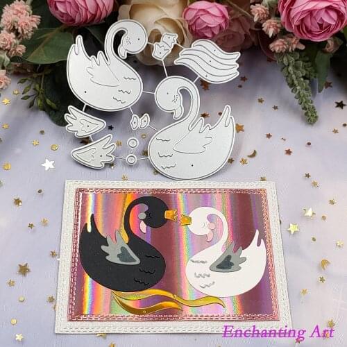 2021 New Metal Cutting Dies Black and White Swan Stencils for DIY Scrapbooking/Photo Album Decorative Embossing DIY Paper Cards