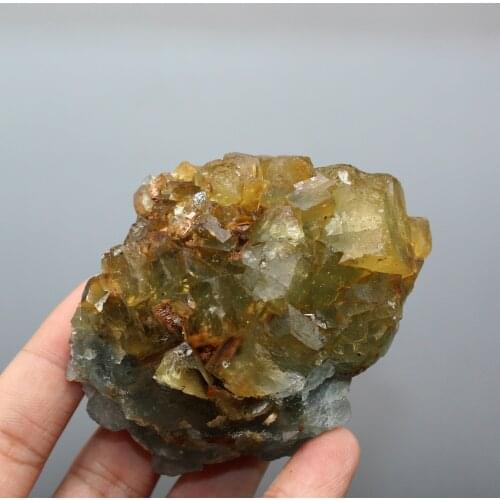 New mineral ! 252g Natural yellow fluorite Cluster mineral specimens Stones and crystals Healing crystal