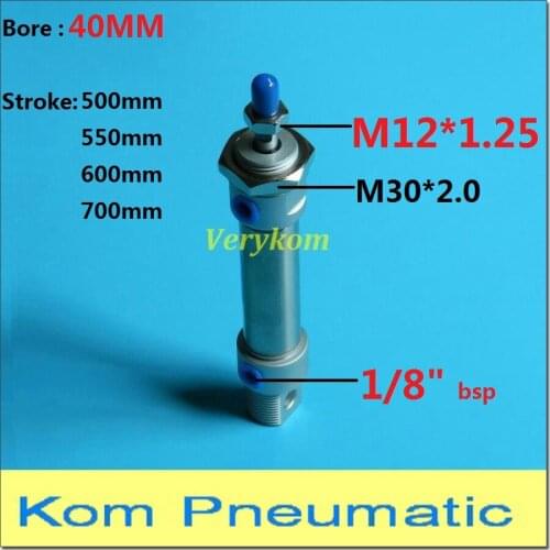 Pneumatic 40MM MA40*500/550/600/700-S-CA Stainless Steel Mini Air Cylinder Piston 1/8" bsp MA40-550 MA40-600 MA40-500 w Buffer