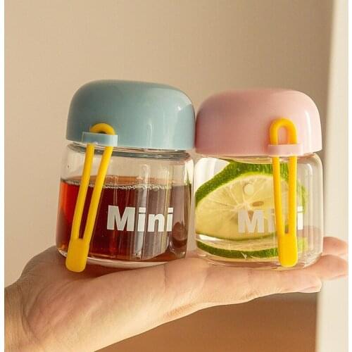 Portable Mini Glass Cup Drink Juice Coffee Mug Tumbler Cute Mugs Cocktail Funny Mug Mason Jars With Lid Tazza Drinking Glasses