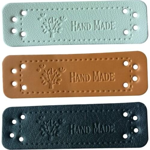 Hand Made Leather Tags For Clothing Diy Accessories For Gift Handcraft Leather Label For Handmade Clothes Labels With Tree Logo