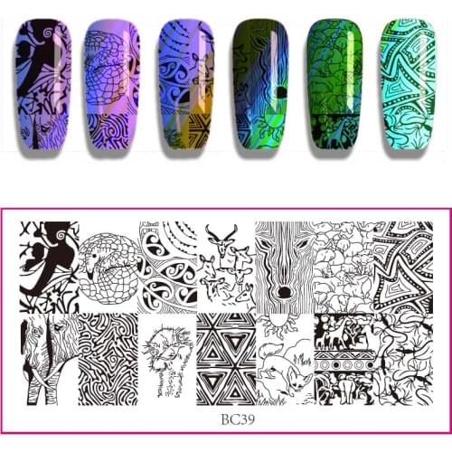 Nail Stamping Plates Flowers Geometric Lines Cut Animals Pattern Nail Art Stamp Stamping Template Image Plate Stencil Nails Tool