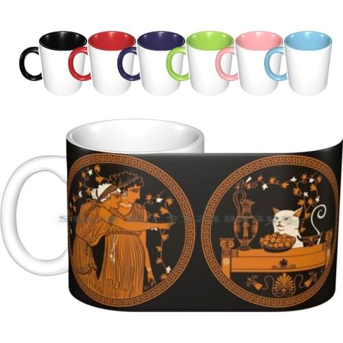 Ancient Greek Vase Cat Meme Ceramic Mugs Coffee Cups Milk Tea Mug Meme Cat Funny Greece Ancient Antiquity Vase Creative