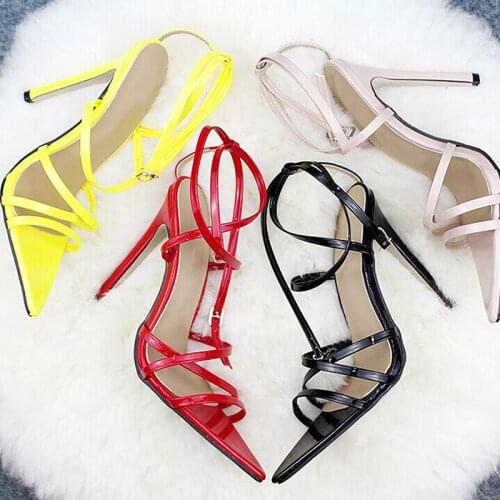 Super High 11.5CM Thin Heels Women Pumps Ankle Cross Strap Sandals Shoes Woman Ladies Pointed Toe High Heels Dress Party Shoes