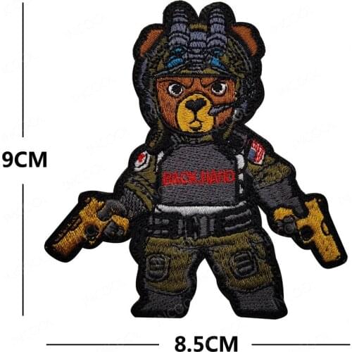Tactical Soldier Bear Shark Embroidered Patches Military Patch Warrior Emblem Embroidery Badges For Clothing Backpack Bags Caps