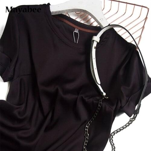 Round Neck Heavy Mulberry Silk T-Shirt Loose And Comfortable Sleeved Tops 2021 Spring Summer New Outer Wear