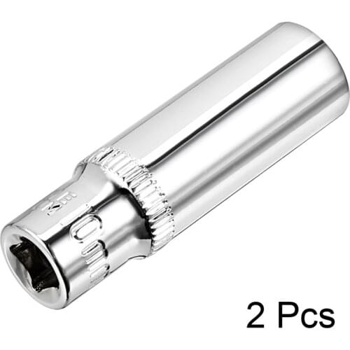 Uxcell 2Pcs 1/4-inch Drive 10mm Cr-V 6-Point Deep Socket for Heavy-duty Pneumatic Tools