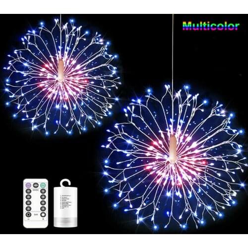 Led Explosion Firework Light Outdoor Waterproof Remote Control Copper Wire Light Dandelion String Christmas Decoration Lantern