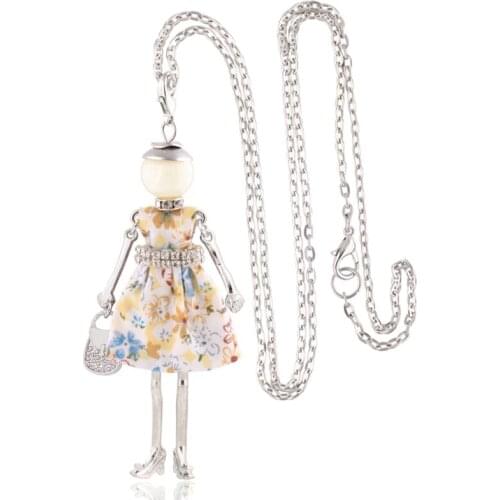 Girl Pendant Cute Necklace For Women Handmade Statement Fashion Pendant Maxi Long Chain Trendy Jewelry Alloy Bohemian