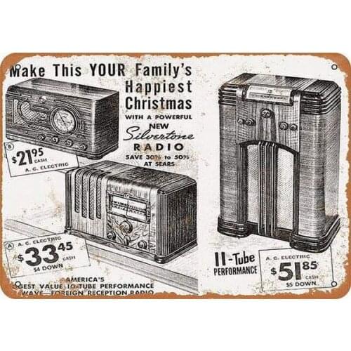 Silvertone Tube Radios Tin Sign art wall decoration,vintage aluminum retro metal sign,iron painting vintage decoration sign