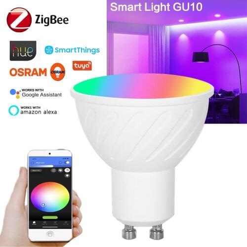 Zigbee 3.0 GU10 5W RGBCW Smart LED Lamp Spotlight Light Bulb Work With Smart Life Alexa Home Assistant Smartthings