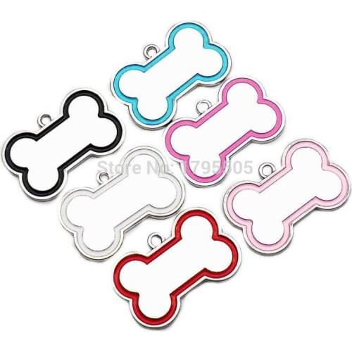 Wholesale 100Pcs Simple style Double Sides Dog ID Tags Anti-lost Alloy ID Tags Puppy Medium Large Pet Collar Pendant Metal plate
