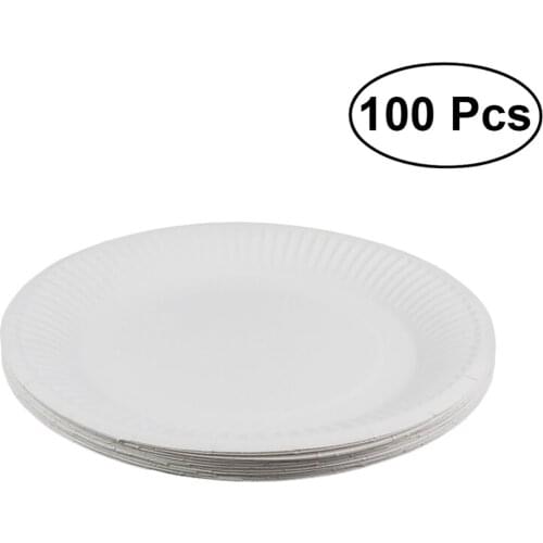 100 Pcs Classic White Round All Occasion Disposable Paper Dinner Plates Party Supplies (White)