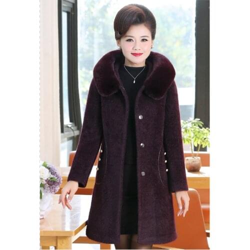 Autumn winter imitation mink velvet coat womens mid-length plus size mink coat thick hooded woolen coat womens overcoat