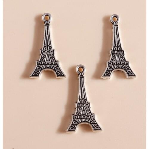 30pcs 10*18mm Antique Silver Color Eiffel Tower Charms DIY Fit Necklaces Pendants Earrings Handmade Jewelry Accessories Making