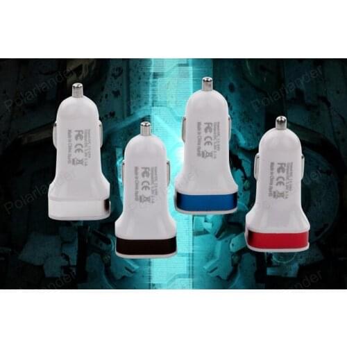 Aluminum 12V 1.0A 2.1A for small phone iPhone and Andrews Dual USB ports square Car Charger Adapter auto chargers