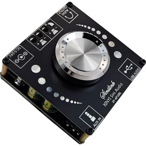 AP100L 100W+100W Bluetooth 5.0 Stereo Amplifier Board AUX USB Sound Card Digital Power Amp Amplificador DC 12V 24V