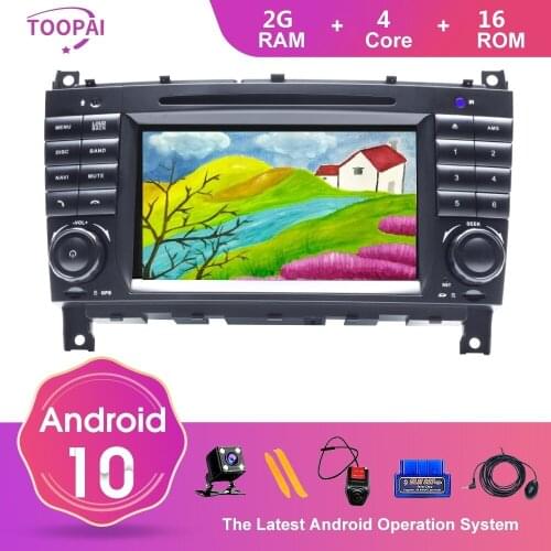 TOOPAI Android 10 For Mercedes Benz W203 CLK200 CLK22 C180 C200 CANBUS 2005-2011 Car Auto Multimedia Player Radio Stereo SWC GPS