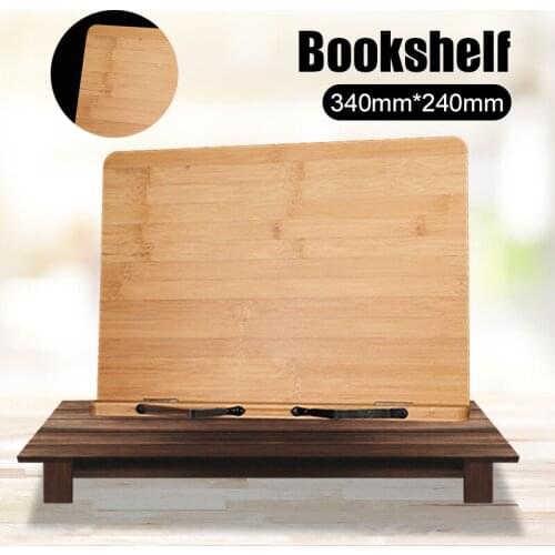 Bamboo Book Stand Adjustable Cookbook Holder Foldable Desk Reading Self for Textbooks Recipe Magazines Laptop 34x24cm