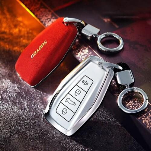 Genuine Leather Galvanized Alloy Car Key Case Cover For Geely Atlas Boyue NL3 EX7 Emgrand X7 EmgrarandX7 SUV GT GC9 borui