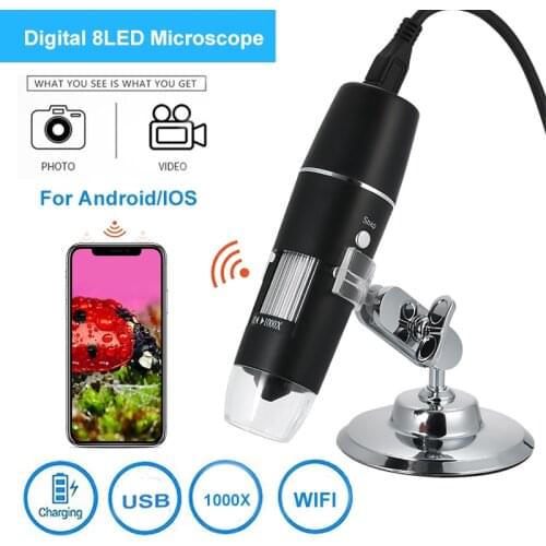 USB Microscope 1000X Magnification Magnifier Digital Microscope Mini Stand Table Magnifier With 8 Led Light For IOS Android
