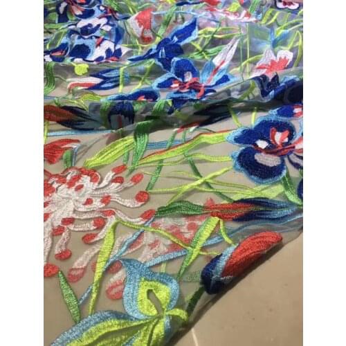 Colorful guipure lace fabric ! High Quality African Swiss Voile Lace Fabric 5YARDS free shipping ZL401