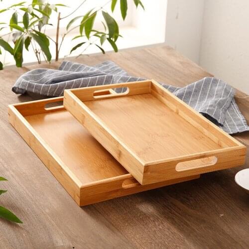 Bamboo Wooden Rectangular Tea Tray Solid Wood Tray Home Dry Tea Tray Kung Fu Tea Cup Tray Wooden Hotel Dinner Plate TS1