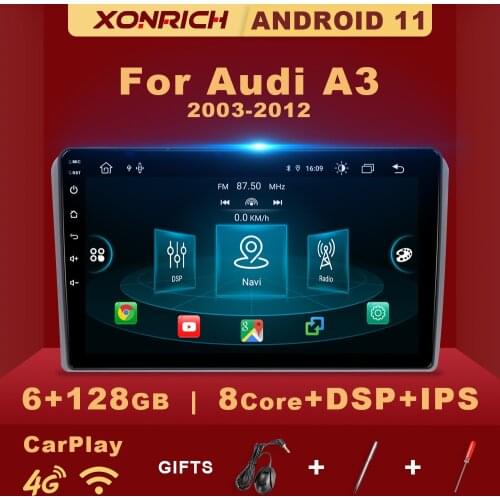 DSP 2 din Android 9 Car DVD Multimedia For Audi A3 8P S3 2003-2012 RS3 Sportback Navigation GPS Radio stereo head unit 4GB +64GB