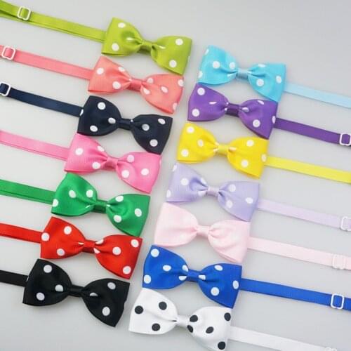 Handmade Dots Pattern Ribbon Dog Bow Ties Cute Puppy Small Dogs Cats Ties For Collar Pet Grooming Accessories 14 Colors