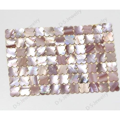 200Pcs Natural Pink Shell Flat Four Leaf Clover Flower Inlay for DIY Bracelet Necklace Handcrafts