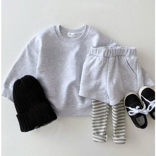 Summer Childrens Clothes Candy Color Sweatshirt Trousers 2 Pcs Suit for Baby Boys and Girls Newborn Infant Outfits Girls Sets