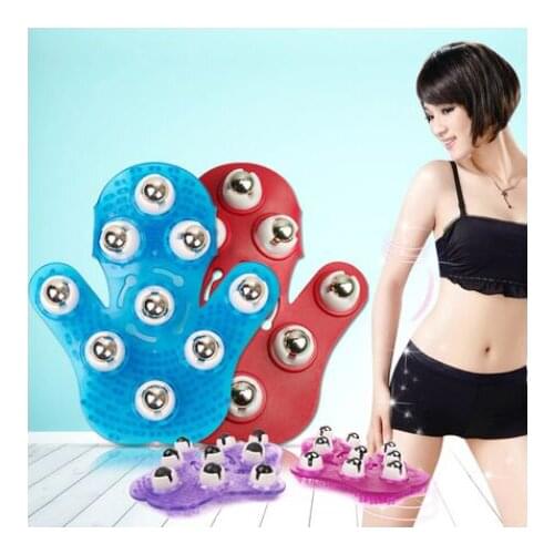 Lymphatic drainage massage beads meridians brush gloves Slimming Tool massage stainless steel/Si bin Stone/Magnetic beads ball