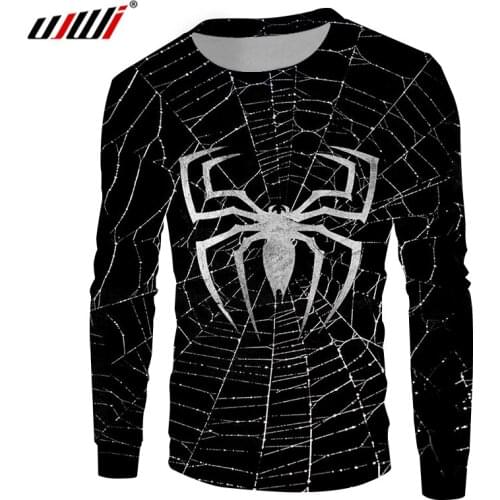 UJWI Personality Big Size 5XL Mens Sweatshirt 3D Animal New Man Pullover Printed Spider Web Clothing Free Shipping