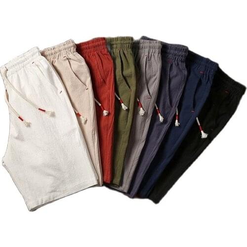 Summer New Style Cotton and Linen Shorts Mens Hawaiian Lace-Up Beach Shorts 16 Colors Choose Large Size S-4XL 5XL